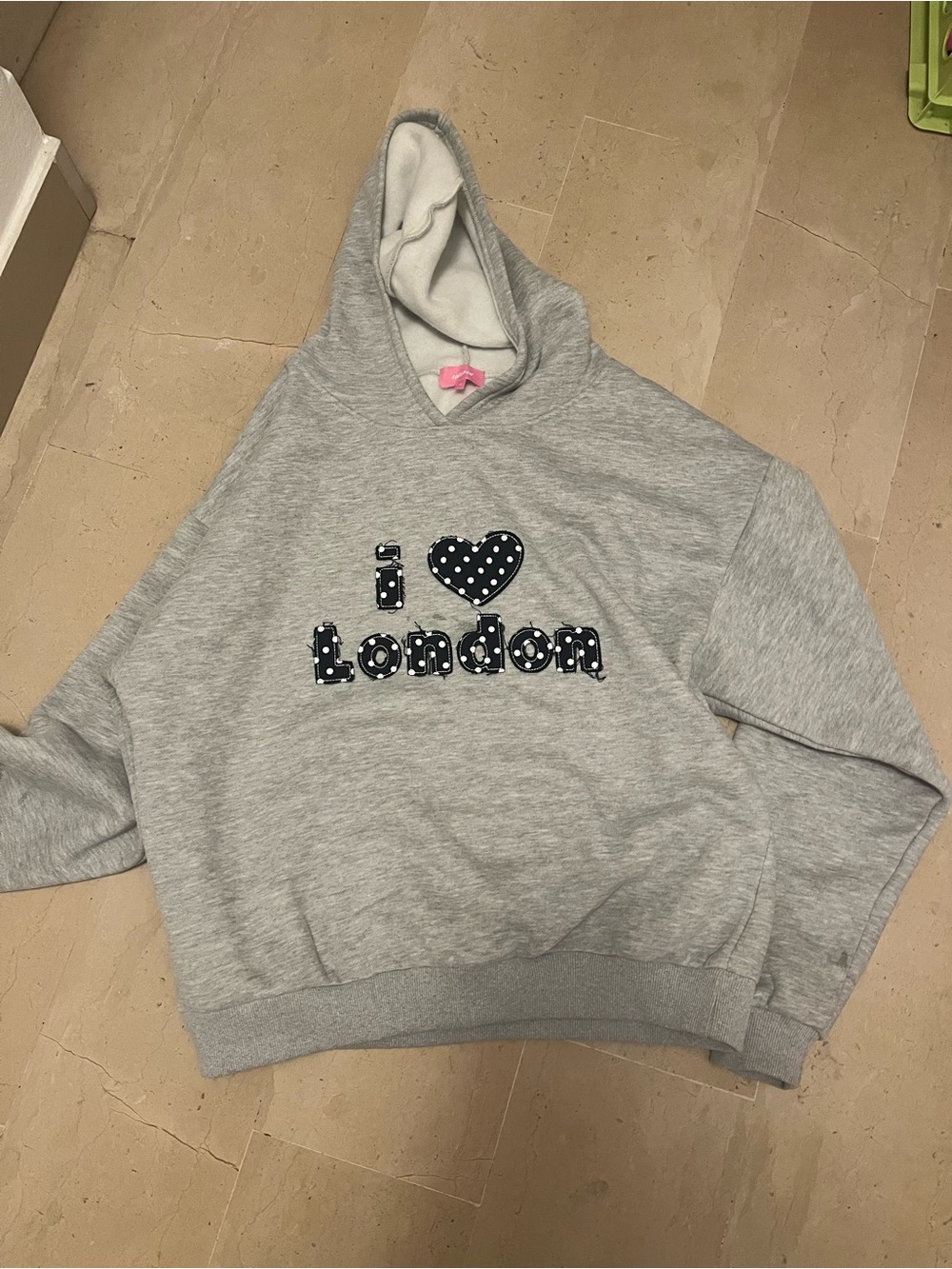 Edikted "I Heart London" Polka Dot Accent Hoodie